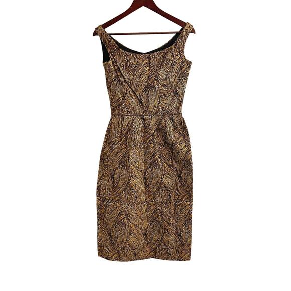 Ceil Chapman Vintage 1950s Gold Metallic Brocade Cocktail Dress Size 4 Small - Picture 3 of 7